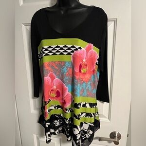 Nygard Tunic Black and multicoloured. Size PL